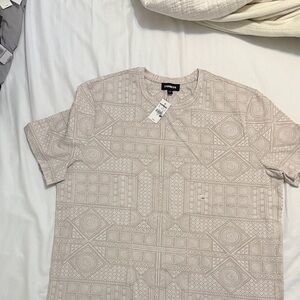 Express Men's Geometric Beige Tee